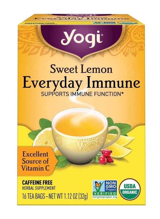 Yogi Tea شاي يوجي العضوي بنكهة الليمون الحلو للمناعة، 16 كيس - Image 1